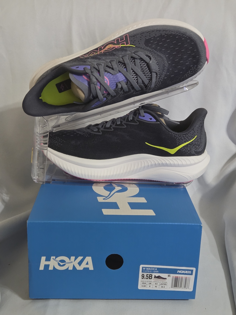 Hoka Mach 6 Grey Skies/Charcoal Grey US Women Size 9.5 (BRAND NEW)